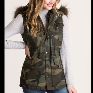 Alexis Vest With Rabbit Fur Lining and Detachable Fur Trimmed Hood Size XS